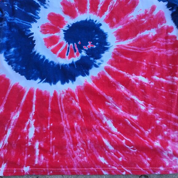 City Streets Tie Dye T Shirt Size XL Red White Blue Casual Hippie Indie Festival - Picture 5 of 9